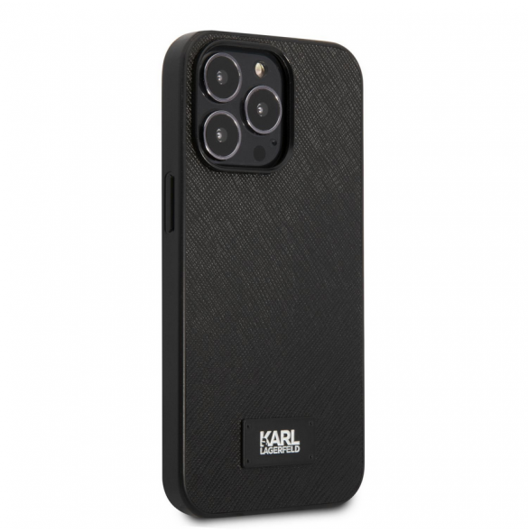 Karl Lagerfeld Saffiano Plaque Case för iPhone 13 Pro Svart
