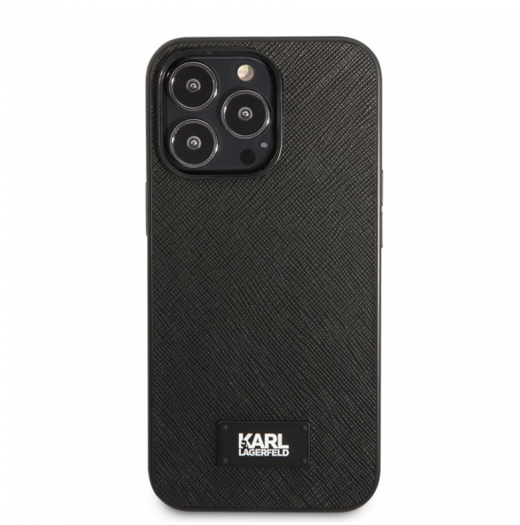 Karl Lagerfeld Saffiano Plaque Case för iPhone 13 Pro Svart