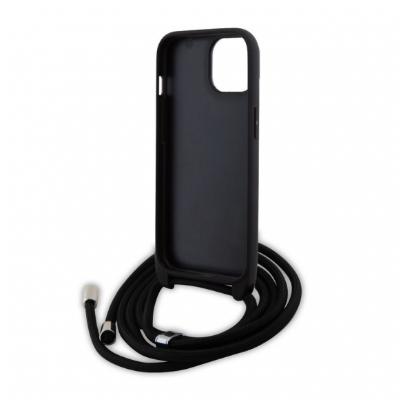 Karl Lagerfeld Saffiano Nylon Crossbody Metall Karl och Choupette Fodral till iPhone 15 Svart