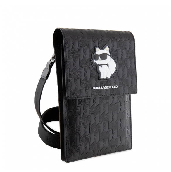 Karl Lagerfeld Saffiano Monogram Plånbok Telefonväska Choupette NFT Svart