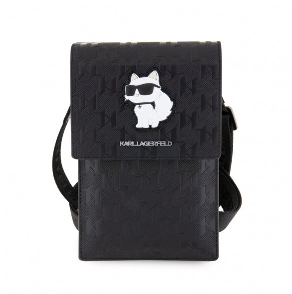 Karl Lagerfeld Saffiano Monogram Plånbok Telefonväska Choupette NFT Svart
