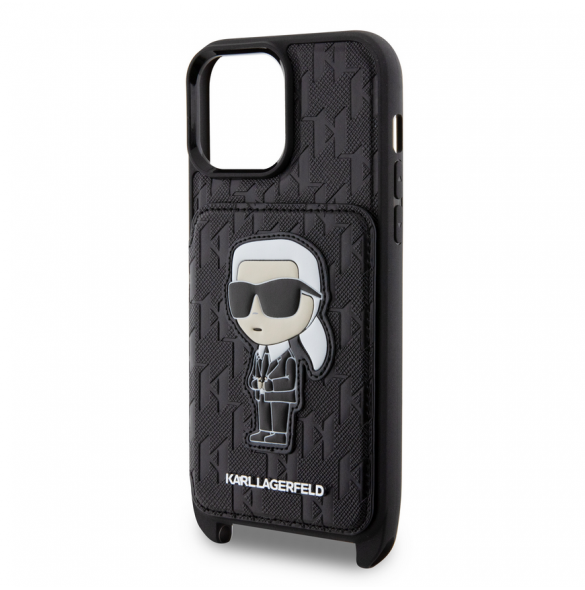 Karl Lagerfeld Saffiano Monogram Crossbody Ikonik NFT-fodral till iPhone 14 Pro Max Svart