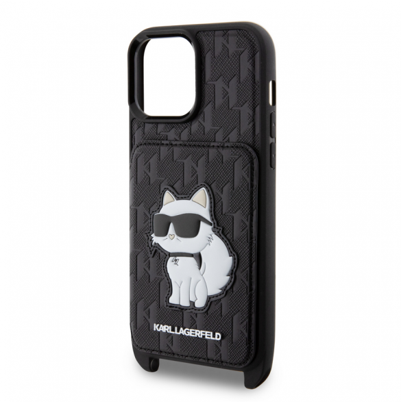 Karl Lagerfeld Saffiano Monogram Crossbody Choupette NFT-fodral till iPhone 14 Pro Max Svart