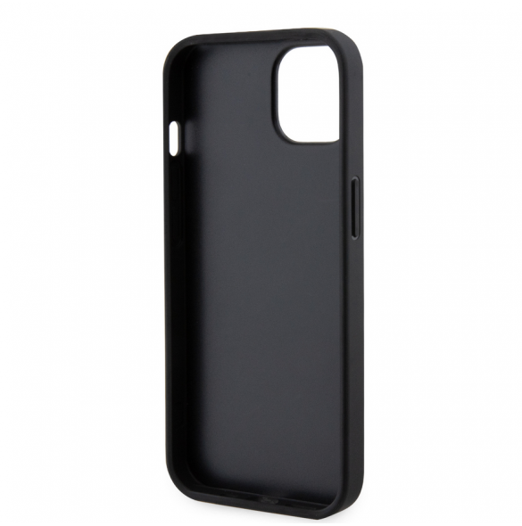 Karl Lagerfeld Saffiano Card Slot Metal Signaturfodral för iPhone 14 Svart