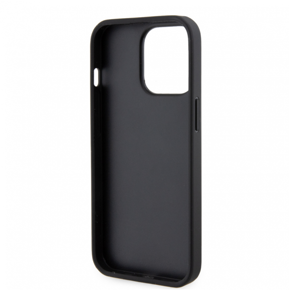 Karl Lagerfeld Saffiano Card Slot Metal Signature Case för iPhone 13 Pro Svart