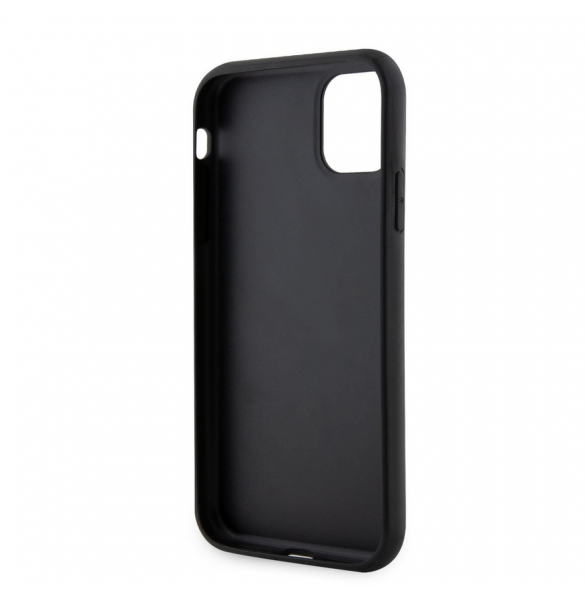 Karl Lagerfeld Saffiano Card Slot Metal Signaturfodral för iPhone 11 Svart