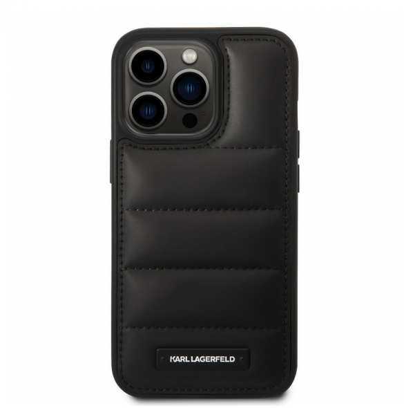 Karl Lagerfeld Quilted Puffy Metal Logo Fodral till iPhone 15 Pro Max Svart