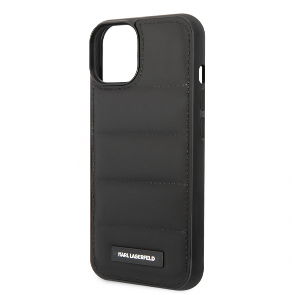 Karl Lagerfeld Quilted Puffy Metal Logotypfodral till iPhone 15 Svart