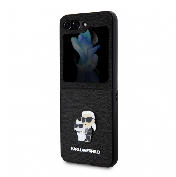 Karl Lagerfeld PU Saffiano Karl och Choupette NFT-fodral till Samsung Galaxy Z Flip 5 Svart