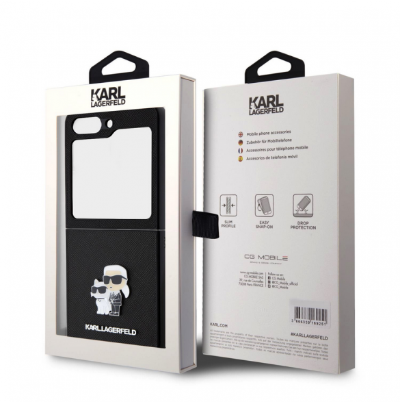 Karl Lagerfeld PU Saffiano Karl och Choupette NFT-fodral till Samsung Galaxy Z Flip 5 Svart
