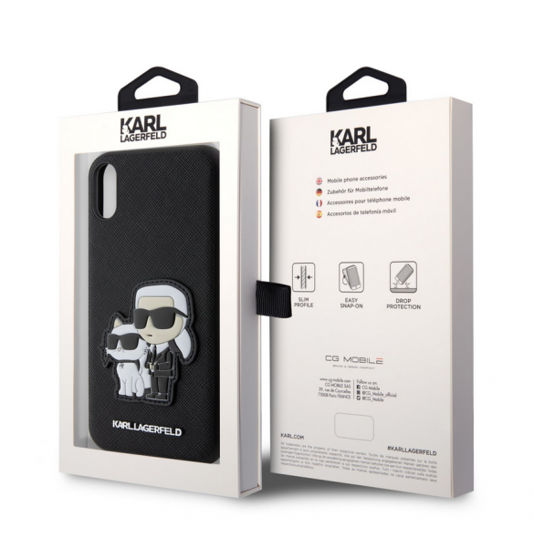 Karl Lagerfeld PU Saffiano Karl och Choupette NFT-fodral till iPhone XR Svart