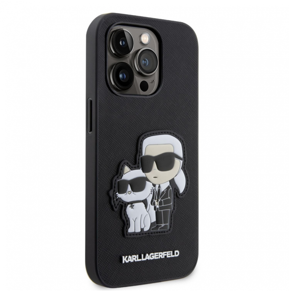 Karl Lagerfeld PU Saffiano Karl och Choupette NFT-fodral till iPhone 14 Pro Svart