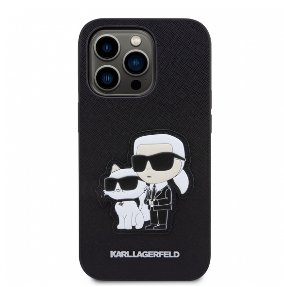 Karl Lagerfeld PU Saffiano Karl och Choupette NFT-fodral till iPhone 14 Pro Svart