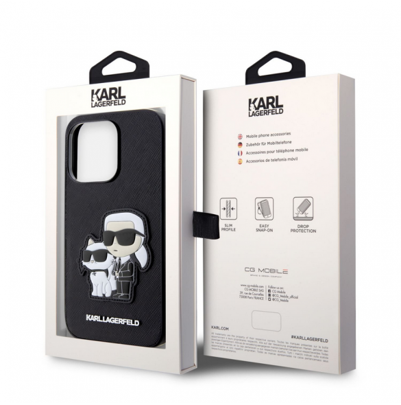 Karl Lagerfeld PU Saffiano Karl och Choupette NFT-fodral till iPhone 14 Pro Svart