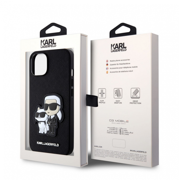 Karl Lagerfeld PU Saffiano Karl och Choupette NFT-fodral till iPhone 14 Svart
