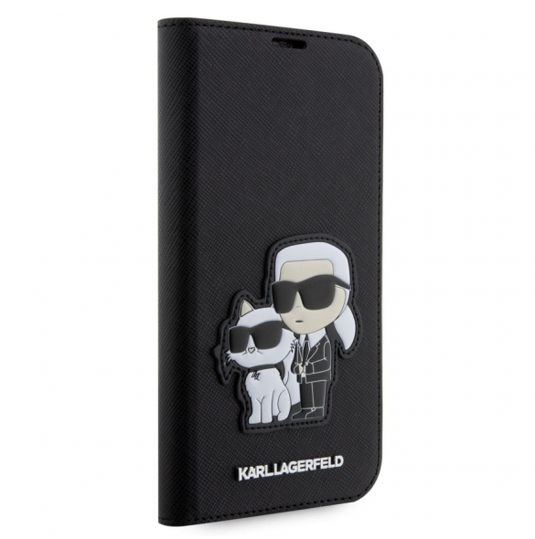 Karl Lagerfeld PU Saffiano Karl och Choupette NFT Bokfodral för iPhone 14 Pro Svart