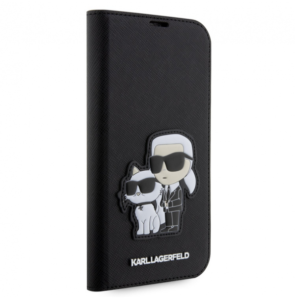 Karl Lagerfeld PU Saffiano Karl och Choupette NFT Bokfodral för iPhone 13 Pro Max Svart