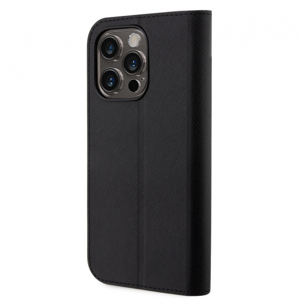 Karl Lagerfeld PU Saffiano Karl och Choupette NFT Bokfodral för iPhone 13 Pro Max Svart