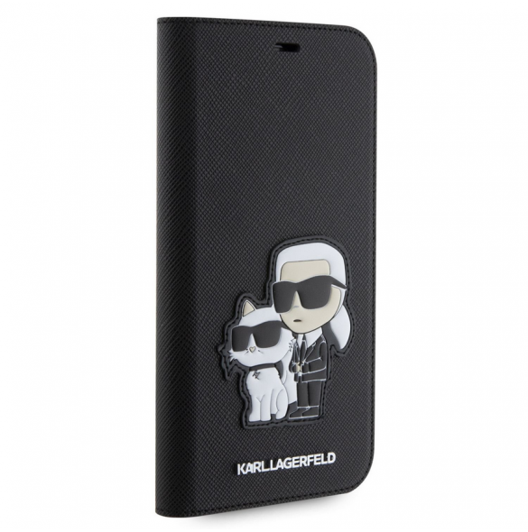 Karl Lagerfeld PU Saffiano Karl och Choupette NFT Bokfodral för iPhone 11 Svart