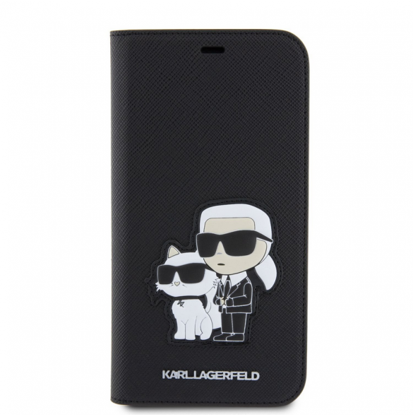 Karl Lagerfeld PU Saffiano Karl och Choupette NFT Bokfodral för iPhone 11 Svart