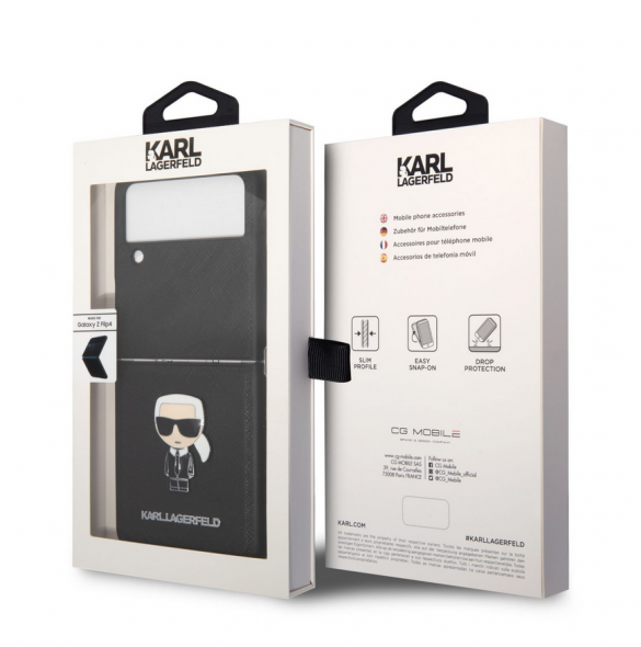 Karl Lagerfeld PU Saffiano Ikonik Fodral till Samsung Galaxy Z Flip 4 Svart