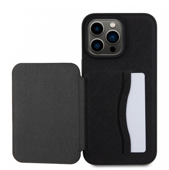Karl Lagerfeld PU Saffiano Card Slot Stand Karl and Choupette Fodral till iPhone 15 Pro Max Svart