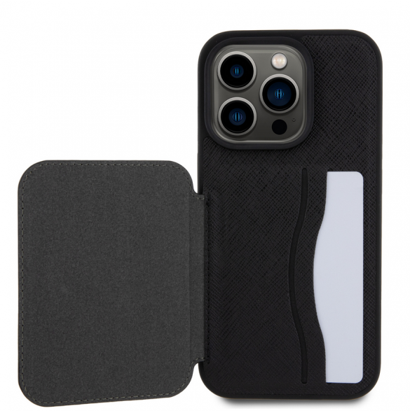 Karl Lagerfeld PU Saffiano Card Slot Stand Karl and Choupette Fodral till iPhone 15 Pro Svart