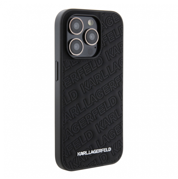 Karl Lagerfeld PU Quilted Pattern Case för iPhone 15 Pro Max Svart