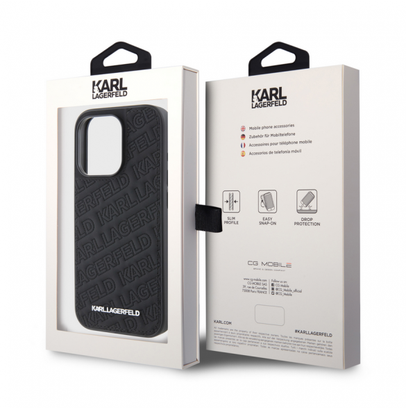 Karl Lagerfeld PU Quilted Pattern Case för iPhone 15 Pro Max Svart