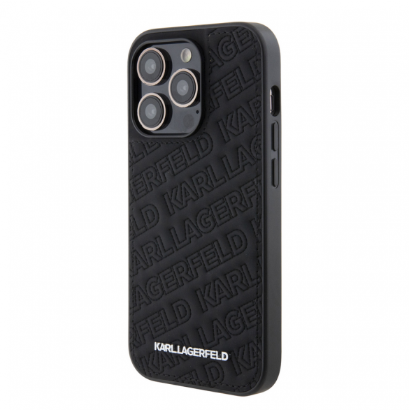 Karl Lagerfeld PU Quilted Pattern Case för iPhone 15 Pro Svart