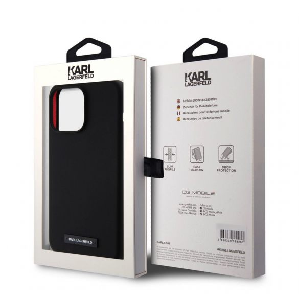 Karl Lagerfeld Liquid Silicone Plaque MagSafe Fodral till iPhone 15 Pro Max Svart