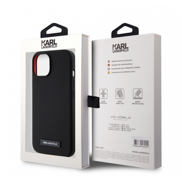 Karl Lagerfeld Liquid Silicone Plaque MagSafe Fodral till iPhone 15 Svart