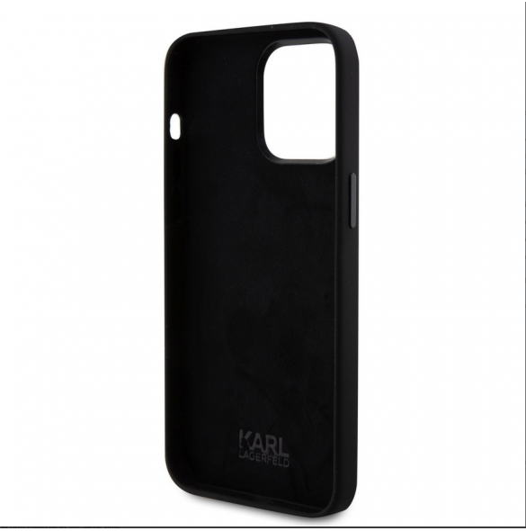 Karl Lagerfeld Flytande Silikon Karl och Choupette Heads Fodral till iPhone 15 Pro Max Svart
