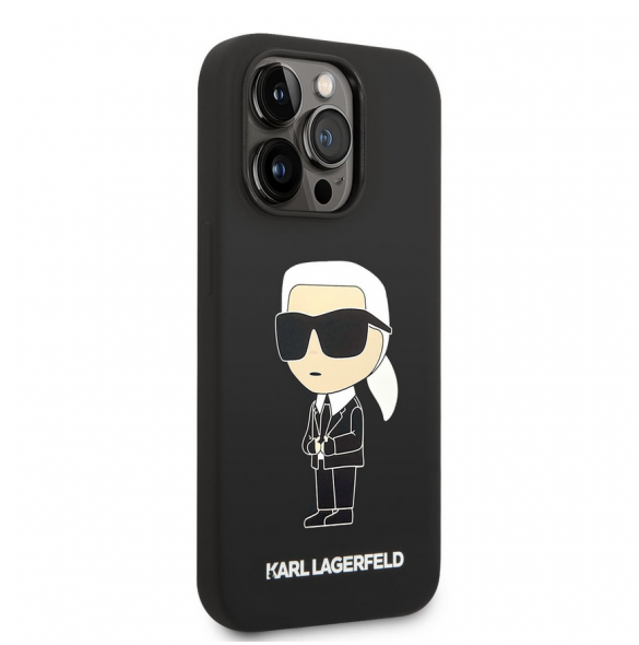 Karl Lagerfeld flytande silikon Ikonik NFT-fodral till iPhone 14 Pro Svart