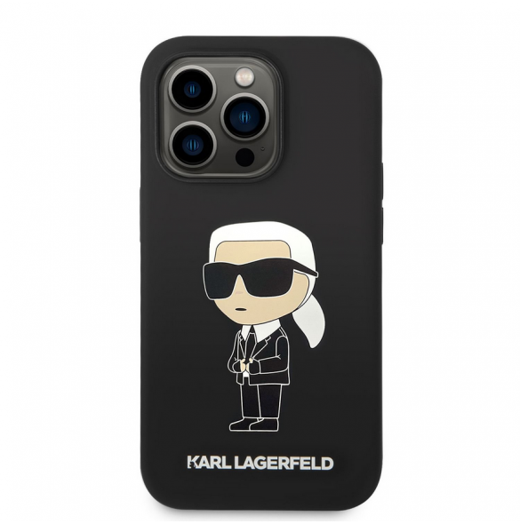 Karl Lagerfeld flytande silikon Ikonik NFT-fodral till iPhone 14 Pro Svart