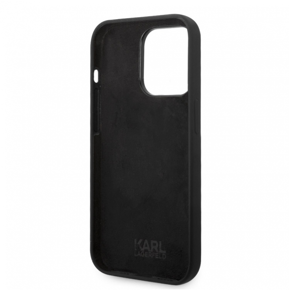 Karl Lagerfeld flytande silikon Ikonik NFT-fodral till iPhone 14 Pro Svart