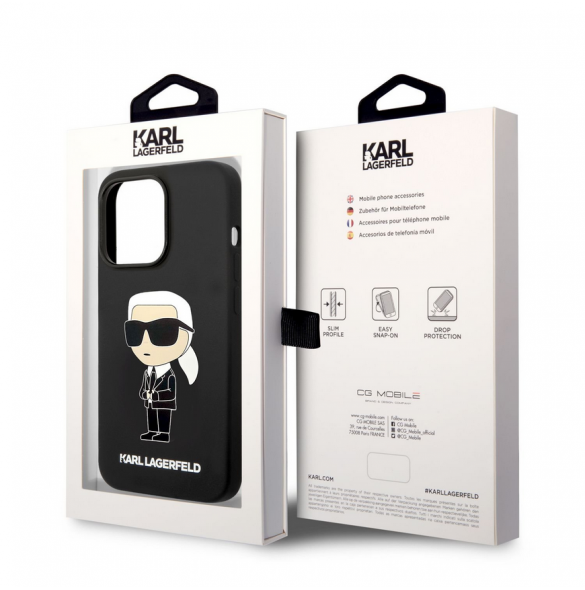 Karl Lagerfeld flytande silikon Ikonik NFT-fodral till iPhone 14 Pro Svart