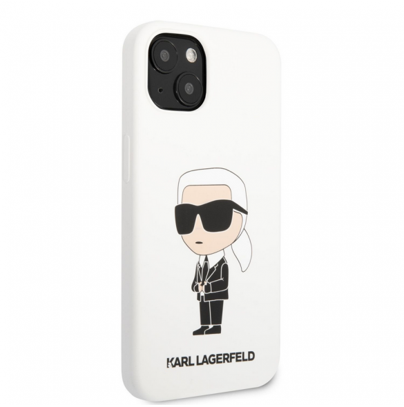 Karl Lagerfeld flytande silikon Ikonik NFT-fodral till iPhone 13 Vit