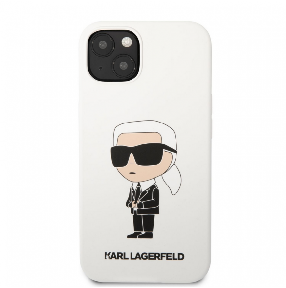 Karl Lagerfeld flytande silikon Ikonik NFT-fodral till iPhone 13 Vit