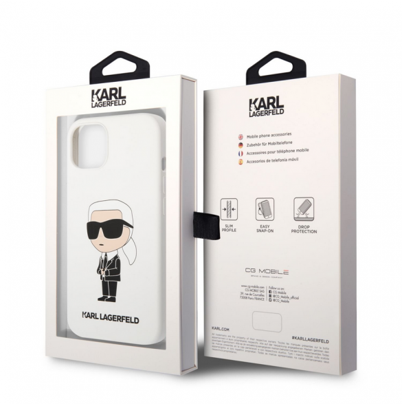 Karl Lagerfeld flytande silikon Ikonik NFT-fodral till iPhone 13 Vit