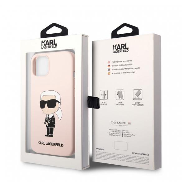 Karl Lagerfeld flytande silikon Ikonik NFT-fodral till iPhone 13 Rosa