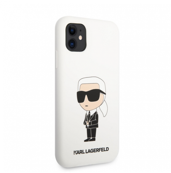 Karl Lagerfeld flytande silikon Ikonik NFT-fodral till iPhone 11 Vit