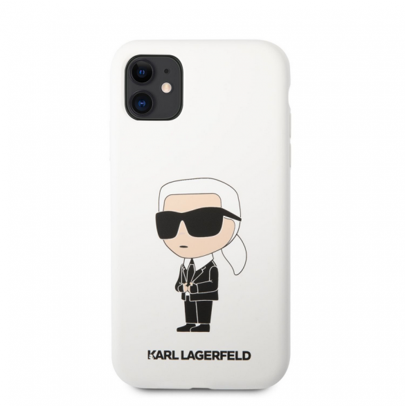 Karl Lagerfeld flytande silikon Ikonik NFT-fodral till iPhone 11 Vit