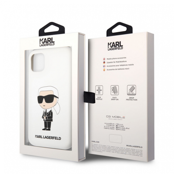 Karl Lagerfeld flytande silikon Ikonik NFT-fodral till iPhone 11 Vit