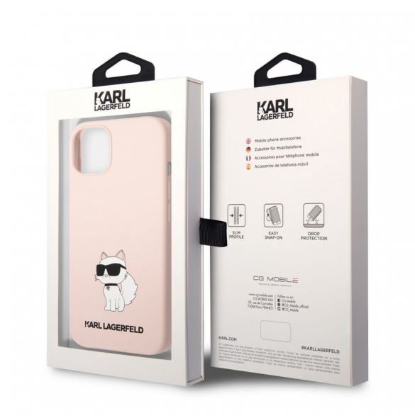 Karl Lagerfeld Liquid Silicone Choupette NFT-fodral till iPhone 13 Rosa