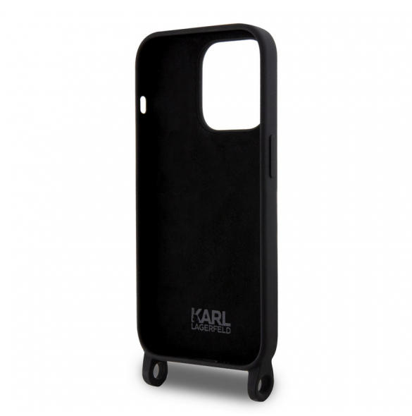 Karl Lagerfeld Flytande Silikon Crossbody Ikonik Fodral till iPhone 15 Pro Svart