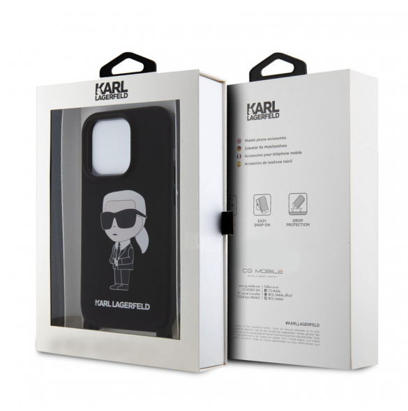 Karl Lagerfeld Flytande Silikon Crossbody Ikonik Fodral till iPhone 15 Pro Svart