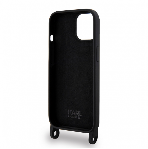 Karl Lagerfeld Flytande Silikon Crossbody Ikonik Fodral till iPhone 15 Svart
