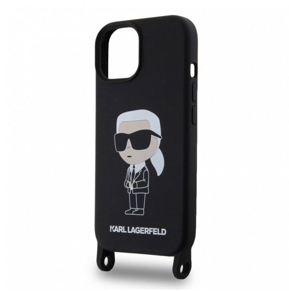Karl Lagerfeld Flytande Silikon Crossbody Ikonik Fodral till iPhone 15 Svart