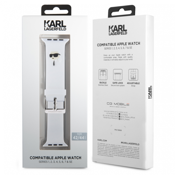 Karl Lagerfeld Karl Head NFT klockarmband för Apple Watch 42/44/45/49 Vit